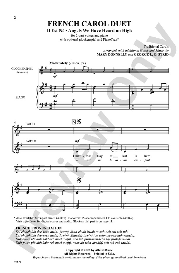 French Carol Duet - 2 Part Treble  Choral Octavo (Digital Download)