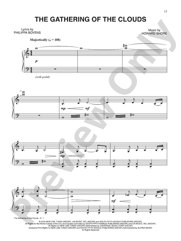 The Gathering of the Clouds (from The Hobbit: The Battle of Five Armies) - Piano (Digital Download)
