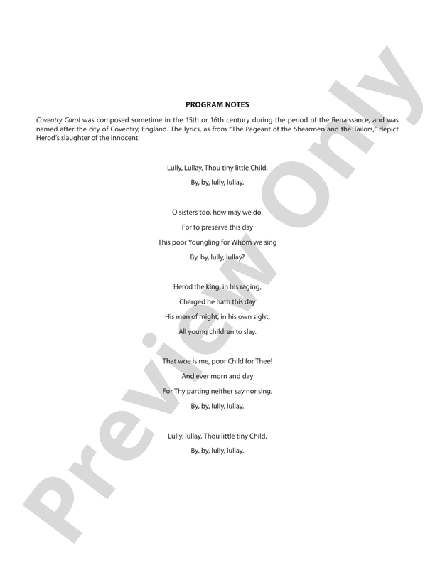Coventry Carol – Full Orchestra Conductor Score & Parts (Digital Download)