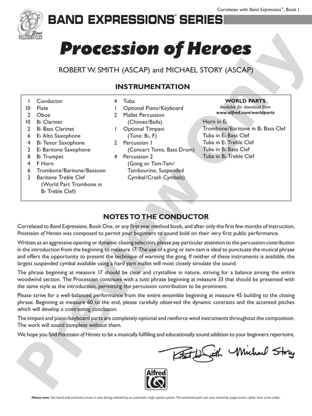 Procession of Heroes - Concert Band Conductor Score & Parts (Digital Download)