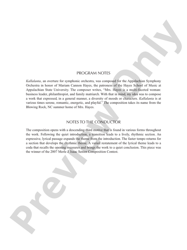 Kallalanta – Full Orchestra Conductor Score & Parts (Digital Download)