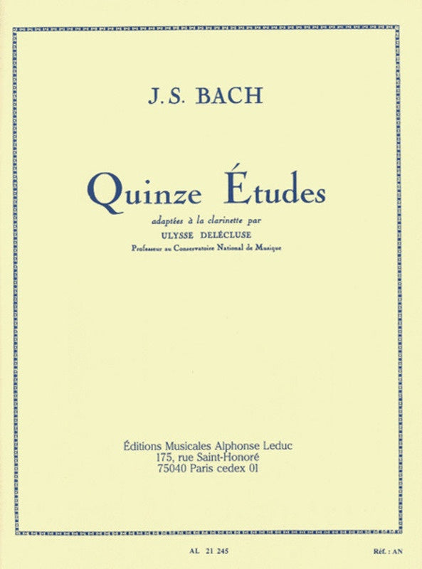 15 Etudes after J.S. Bach arr Ulysse Delecluse - Clarinet - Leduc