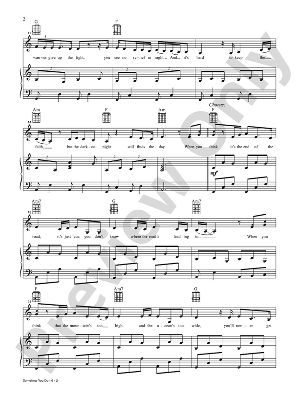 Somehow You Do (from the Motion Picture Four Good Days) - PVG (Digital Download)