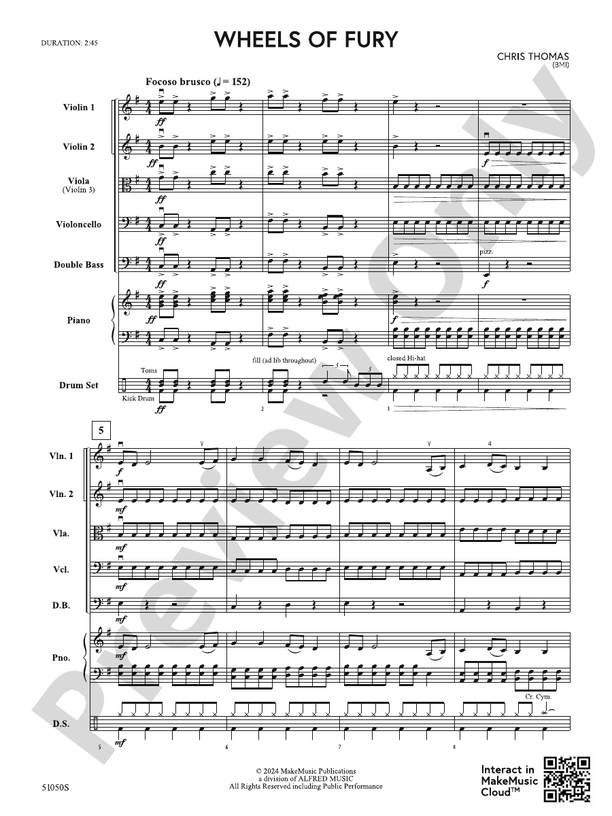 Wheels of Fury – String Orchestra Conductor Score & Parts (Digital Download)