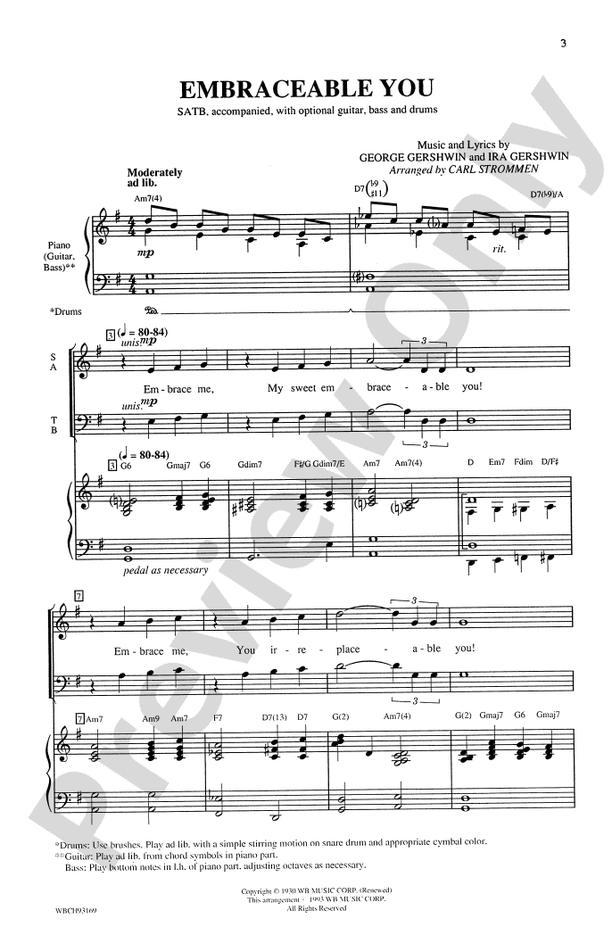 Embraceable You - Arr. Carl Strommen – SATB Choral Octavo (Digital Download)