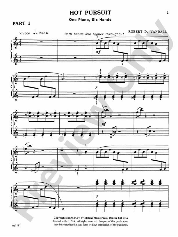 Hot Pursuit - 1 Piano, 6 Hands (Digital Download)