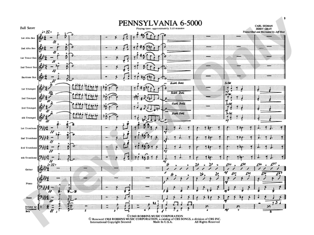 Pennsylvania 6-5000 - Jazz Ensemble Conductor Score & Parts (Digital Download)
