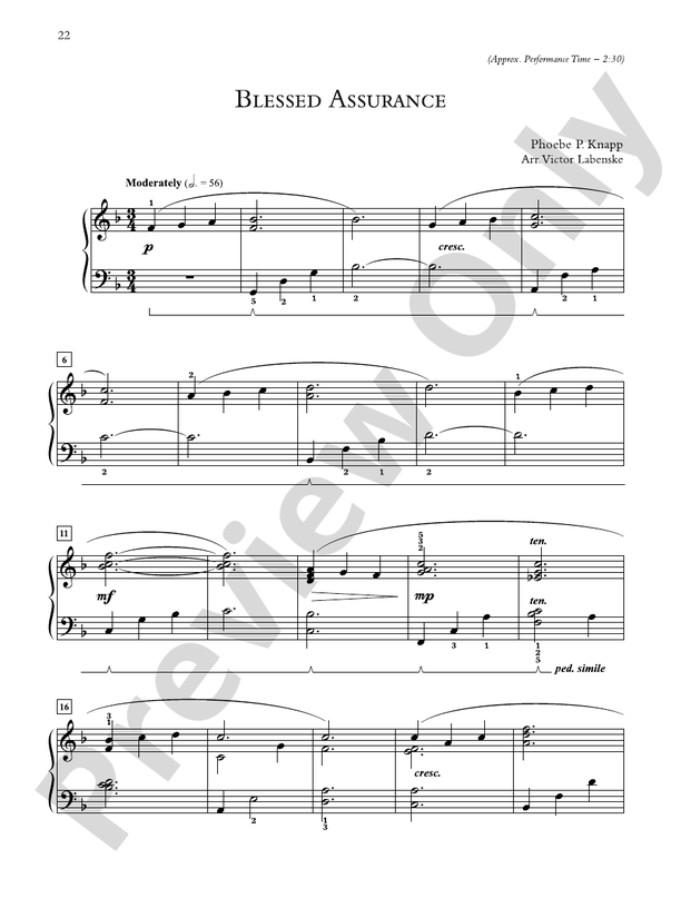 Blessed Assurance - Piano Solo (Digital Download)