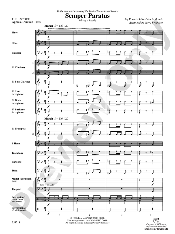 Semper Paratus - Concert Band Conductor Score & Parts (Digital Download)