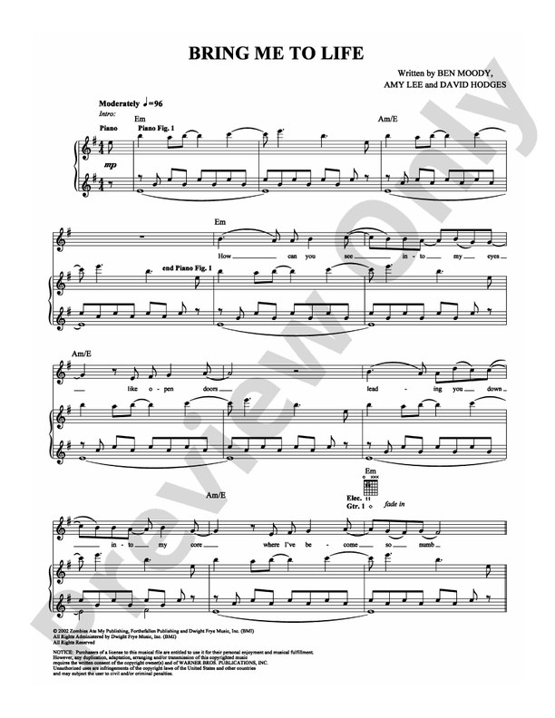 Bring Me to Life - Guitar TAB (Digital Download)