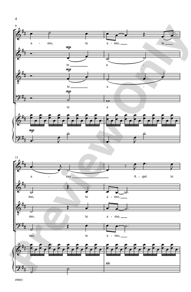 Aqui Te Amo - SATB Choral Octavo (Digital Download)