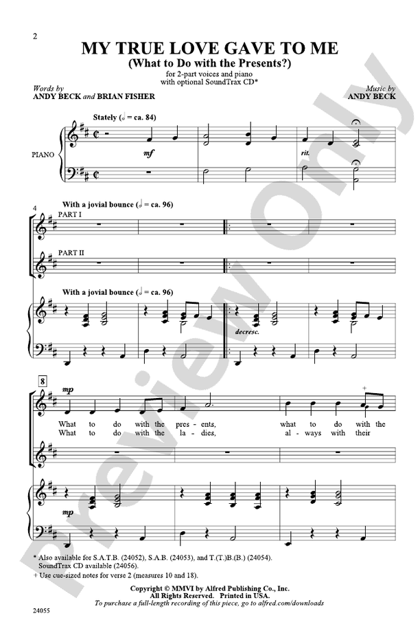 My True Love Gave to Me – 2-Part Choral Octavo (Digital Download)
