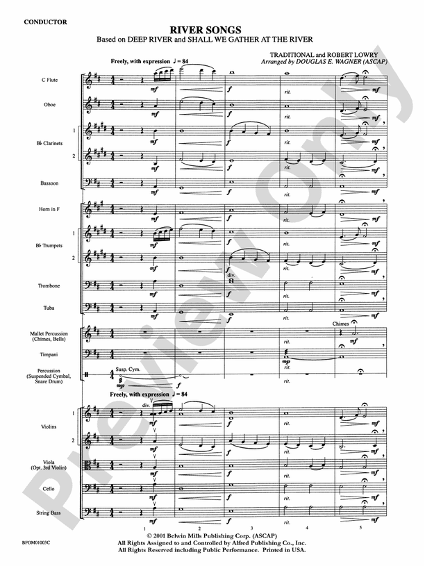 River Songs (based on "Deep River" and "Shall We Gather at the River") – Full Orchestra Conductor Score & Parts (Digital Download)