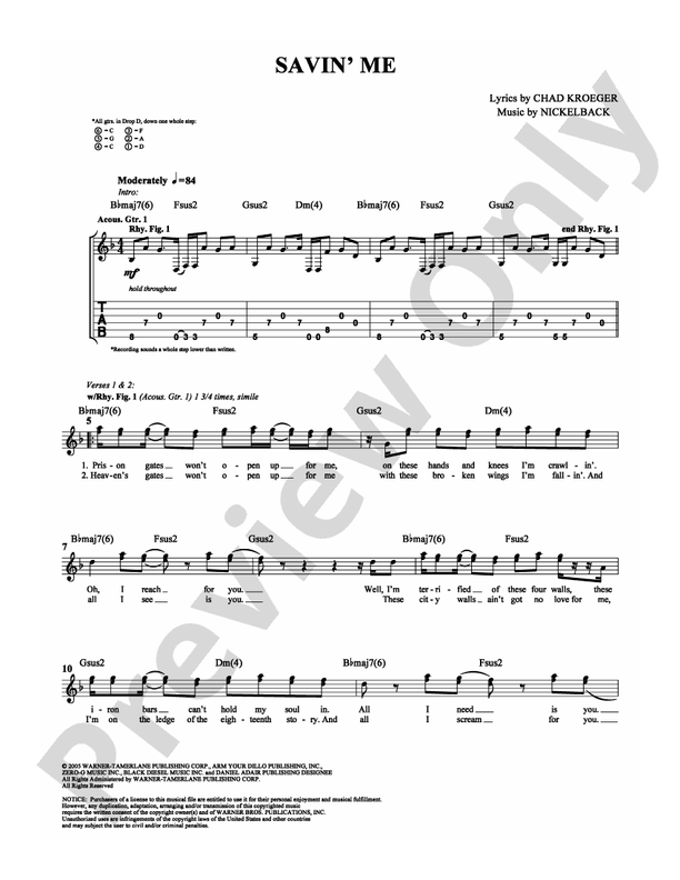 Savin' Me - Guitar TAB (Digital Download)