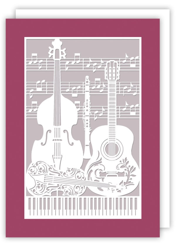 Greeting Card Stenciled with a Various Instruments