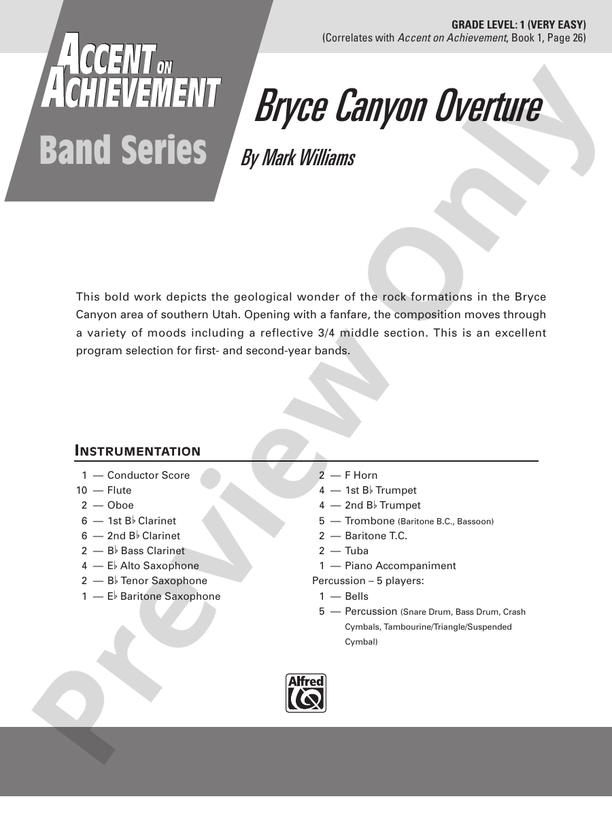 Bryce Canyon Overture - Concert Band Conductor Score & Parts (Digital Download)