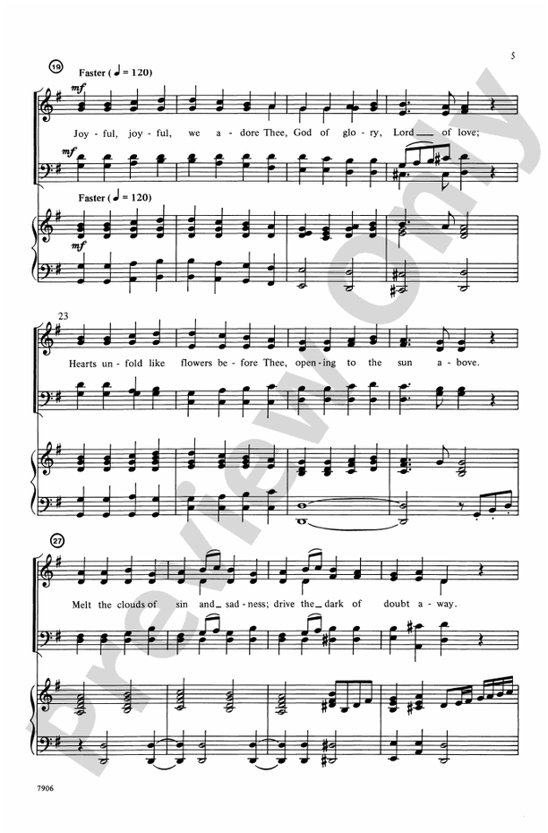 Joyful, Joyful, We Adore Thee – SATB Choral Octavo (Digital Download)