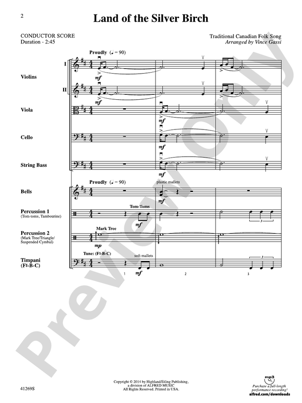 Land of the Silver Birch – String Orchestra Conductor Score & Parts (Digital Download)