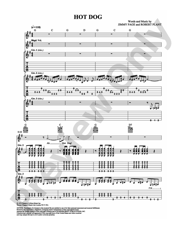 Hot Dog - Guitar TAB (Digital Download)