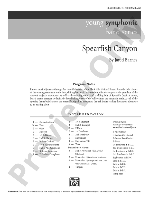 Spearfish Canyon - Concert Band Conductor Score & Parts (Digital Download)
