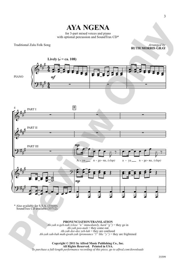Aya Ngena – 3-Part Mixed Choral Octavo (Digital Download)