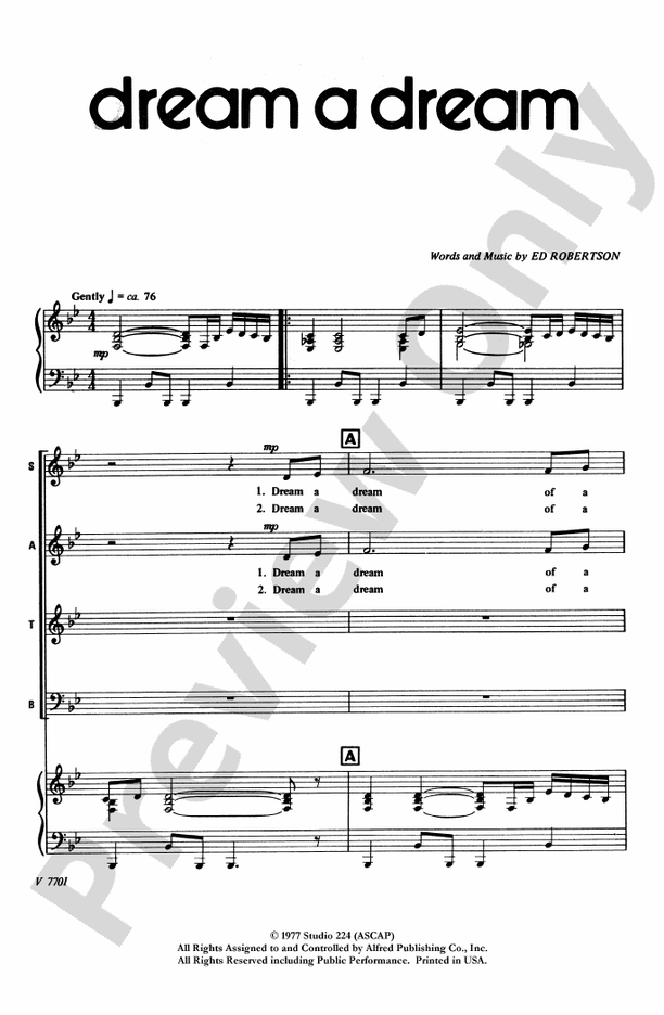 Dream a Dream – SATB Choral Octavo (Digital Download)