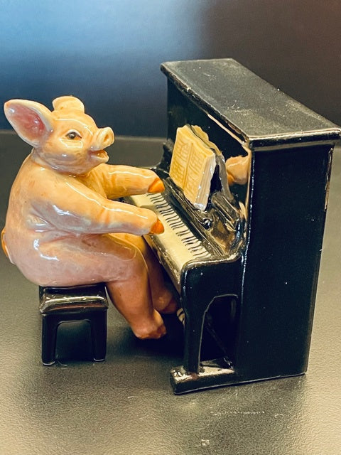 Porcelain Figurine Pig Playing the Piano