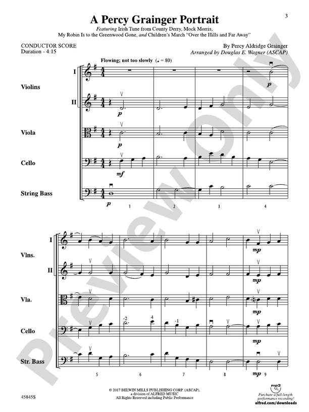 A Percy Grainger Portrait - String Orchestra Conductor Score & Parts (Digital Download)