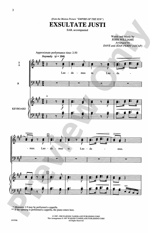 Exsultate Justi – SAB Choral Octavo (Digital Download)