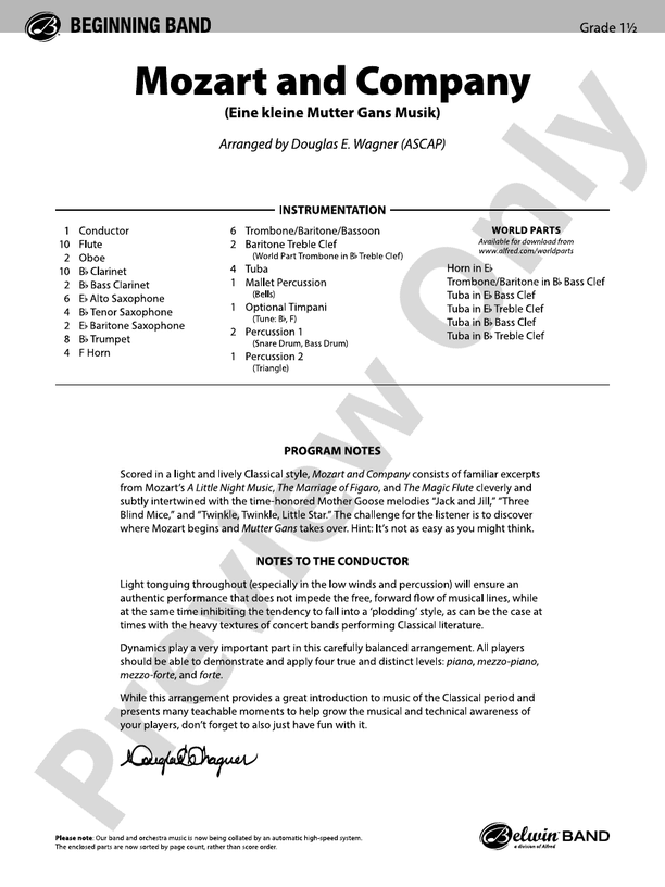 Mozart and Company - Concert Band Conductor Score & Parts (Digital Download)