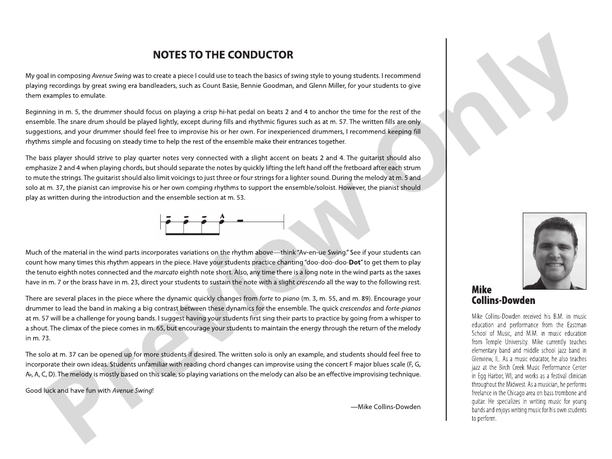 Avenue Swing - Jazz Ensemble Conductor Score & Parts(Digital Download)