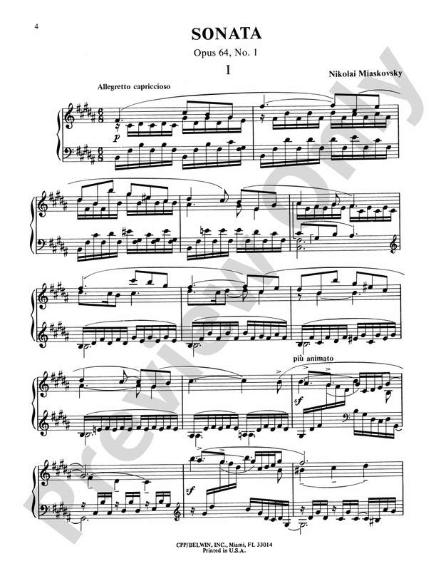 Miaskowsky - Three Sonatas - Piano Solo (Digital Download)