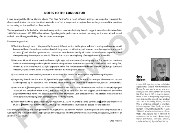 The Pink Panther Mambo – Jazz Ensemble Conductor Score & Parts (Digital Download)
