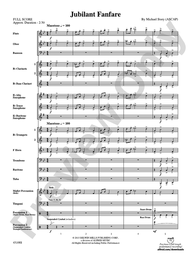 Jubilant Fanfare - Concert Band Conductor Score & Parts (Digital Download)