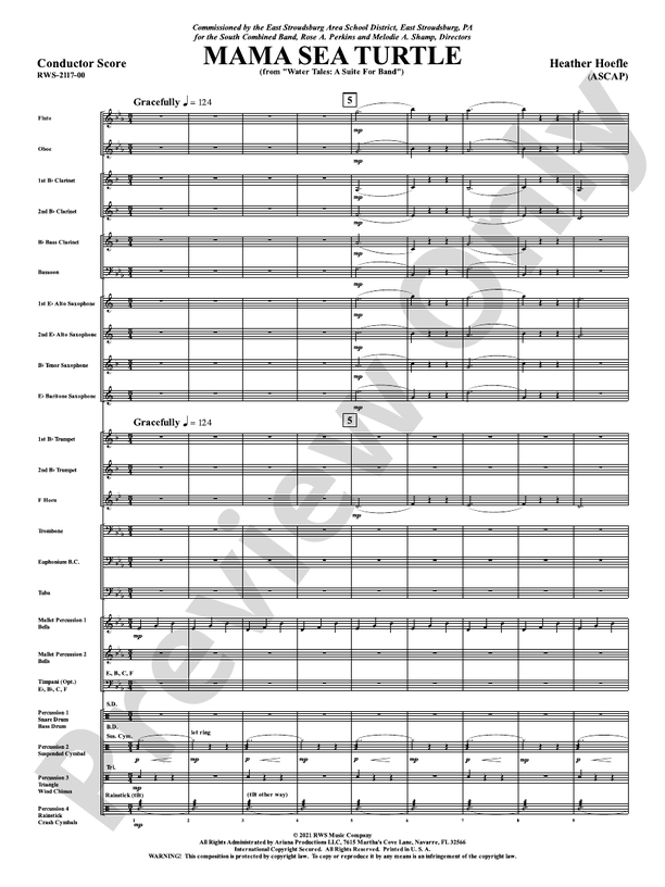 Mama Sea Turtle - From Water Tales: A Suite for Band - Concert Band Conductor Score & Parts (Digital Download)