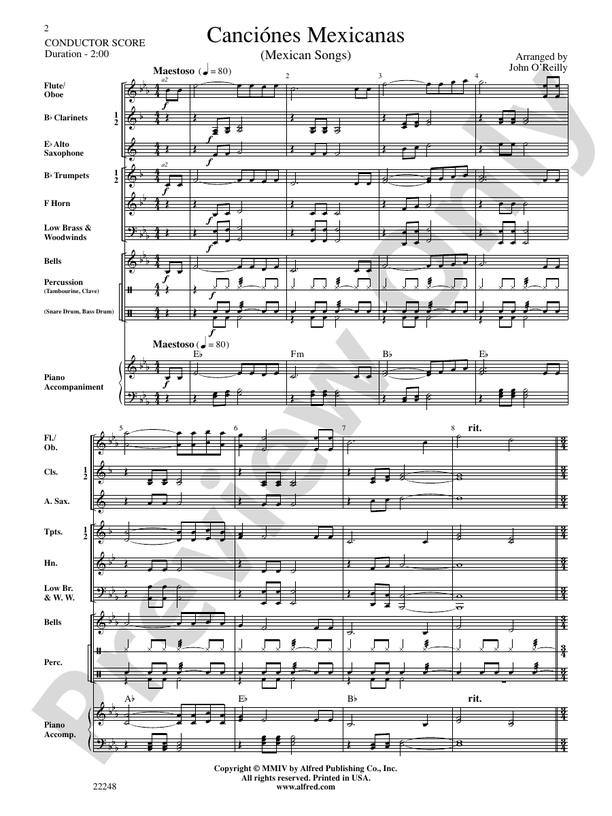 Canci√≥nes Mexicanas - Concert Band Conductor Score & Parts (Digital Download)