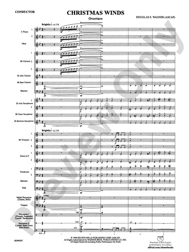 Christmas Winds (Overture) - Concert Band Conductor Score & Parts (Digital Download)