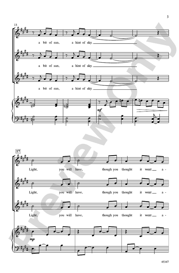 Light, You Will Have – SSA Choral Octavo (Digital Download)