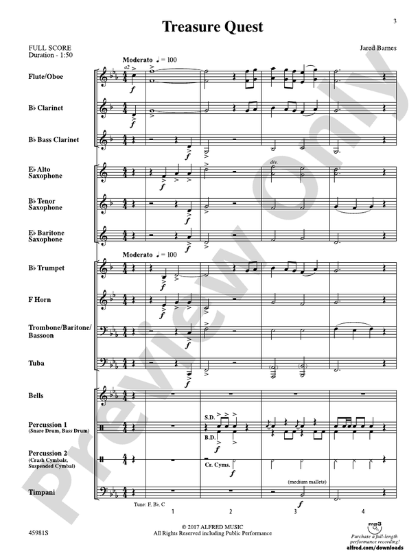 Treasure Quest - Concert Band Conductor Score & Parts (Digital Download)