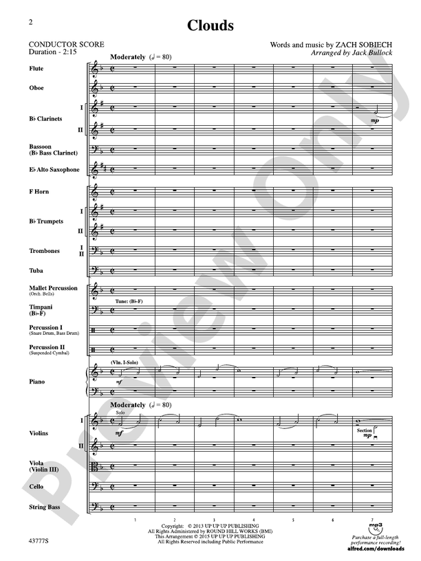 Clouds – Full Orchestra Conductor Score & Parts (Digital Download)