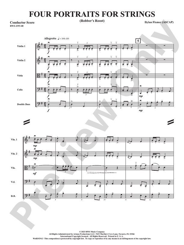 Four Portraits for Strings - Robber's Roost, Call of the Canyon, The Rinky Dink Saloon, A Toast to Santa - String Orchestra Conductor Score & Parts (Digital Download)