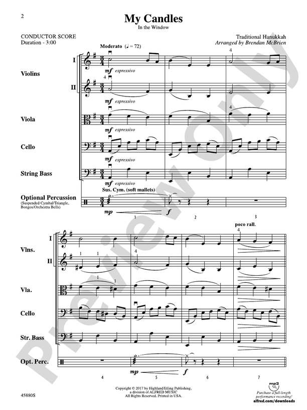 My Candles - String Orchestra Conductor Score & Parts (Digital Download)