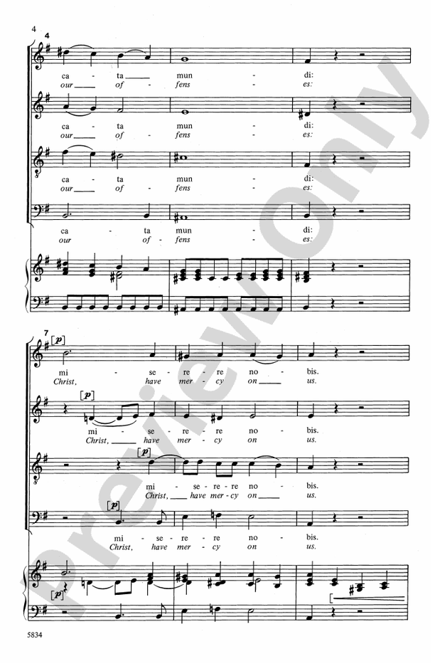 Agnus Dei (from Missa Brevis in G) - SATB Choral Octavo (Digital Download)