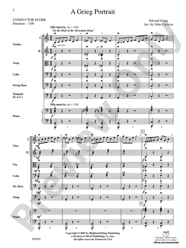 A Grieg Portrait – String Orchestra Conductor Score & Parts (Digital Download)