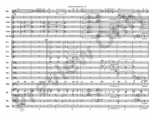 Summertime (Dave Wolpe) – Jazz Ensemble Conductor Score & Parts (Digital Download)