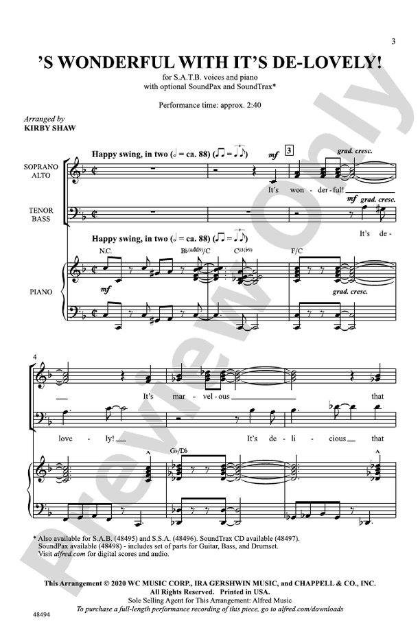 S Wonderful with It's De-Lovely! - SATB Choral Octavo (Digital Download)