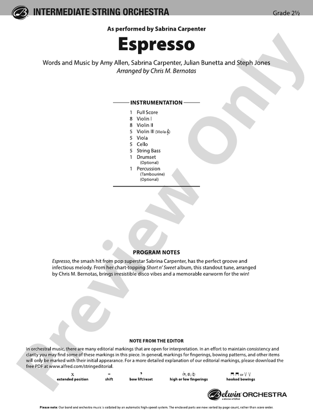 Espresso - String Orchestra Conductor Score & Parts (Digital Download)
