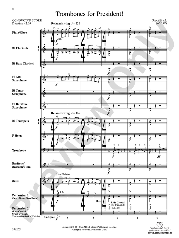 Trombones for President! - Concert Band Conductor Score & Parts (Digital Download)