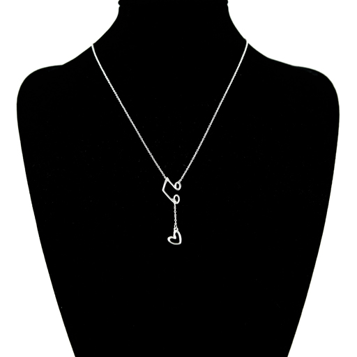 ***WAS $45.95***Sterling Silver Chain & Pendant Quavers with Heart