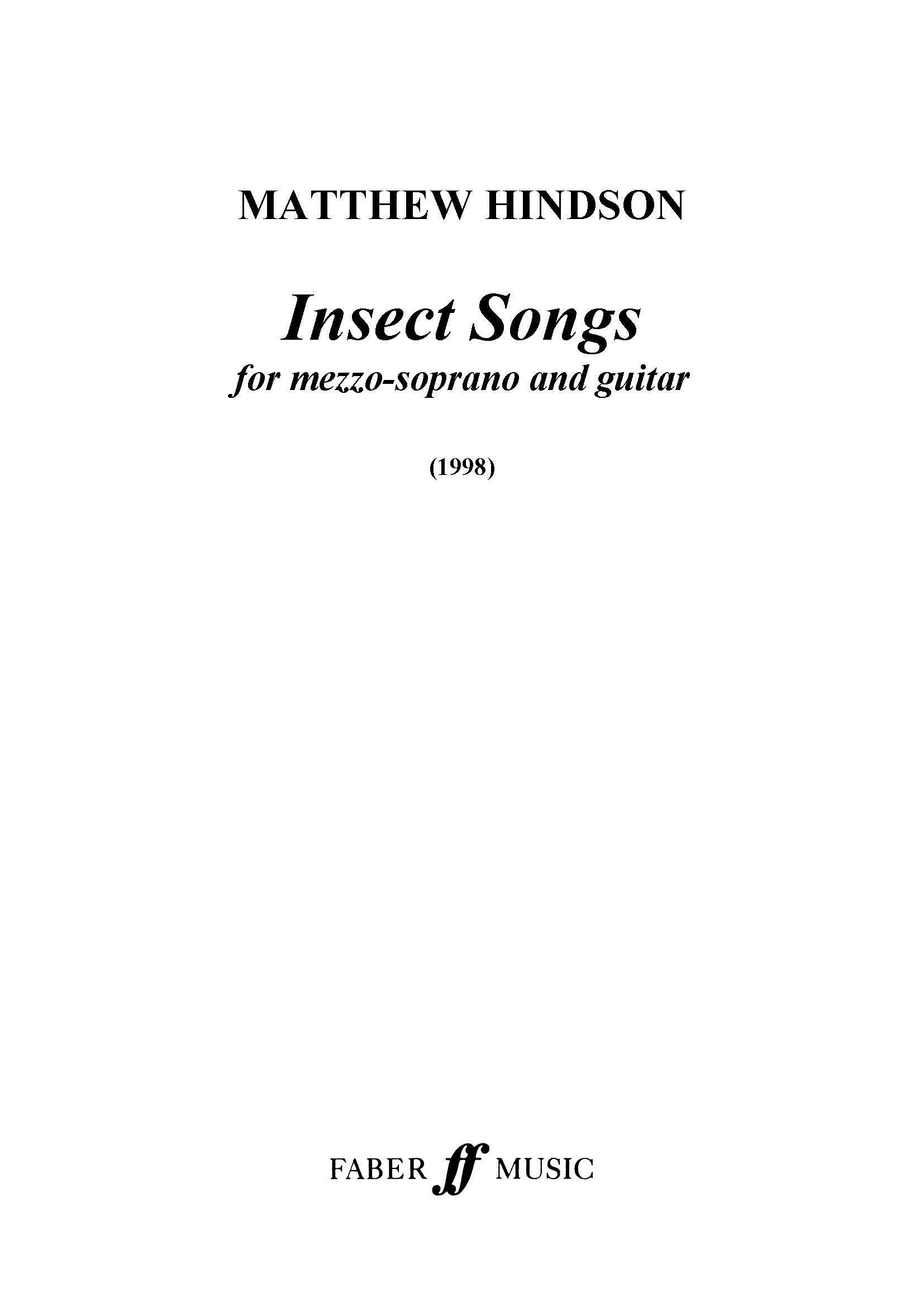 Insect Songs - Voice/Piano (Digital Download)